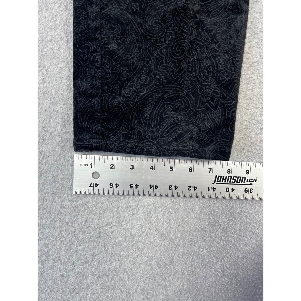 Lauren Ralph Lauren Pants Womens 14 Black Embossed Velvet Texture Paisley Print - Picture 9 of 11